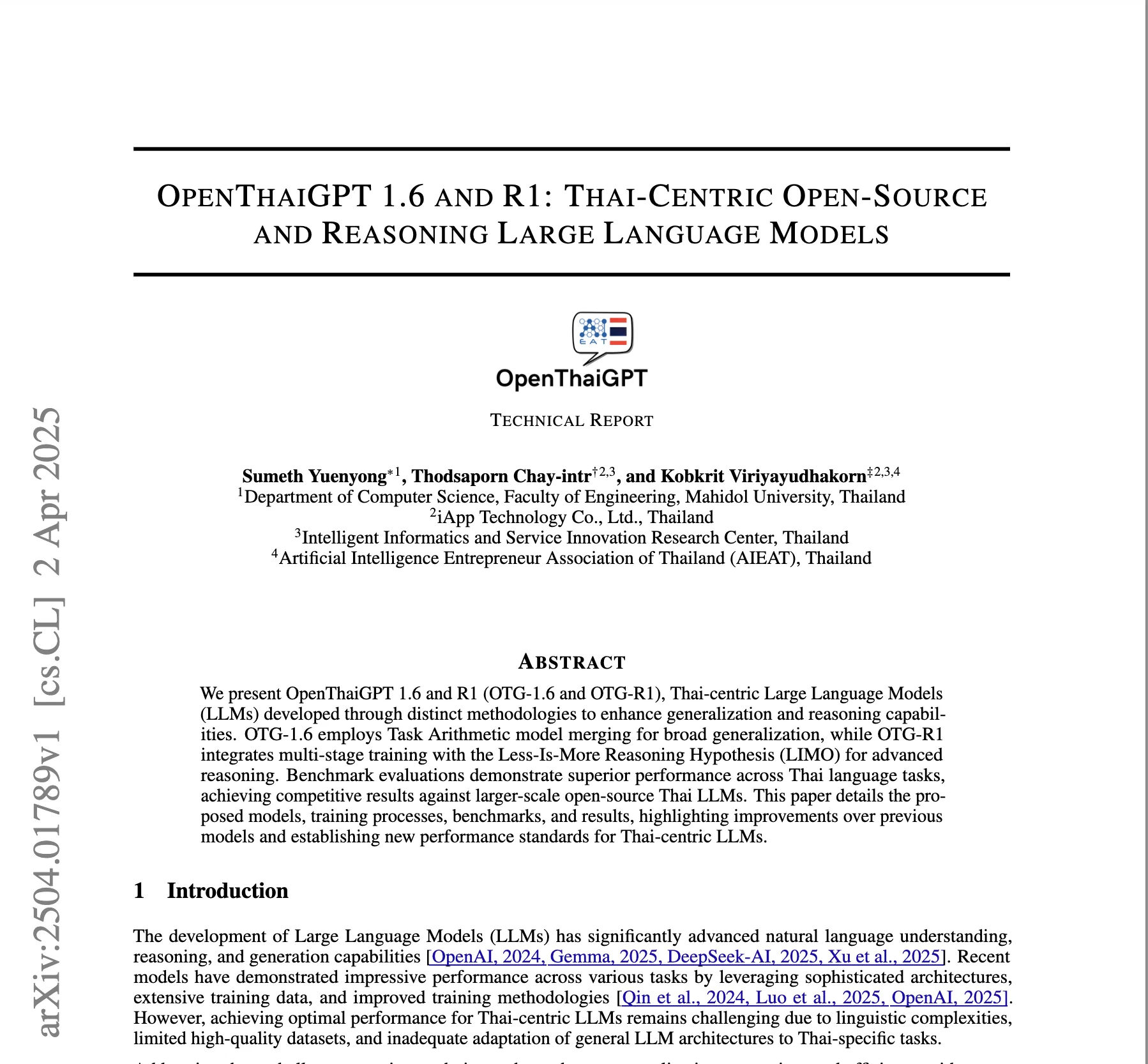 OpenThaiGPT 1.6 and R1: Thai-Centric Open Source and Reasoning Large Language Models